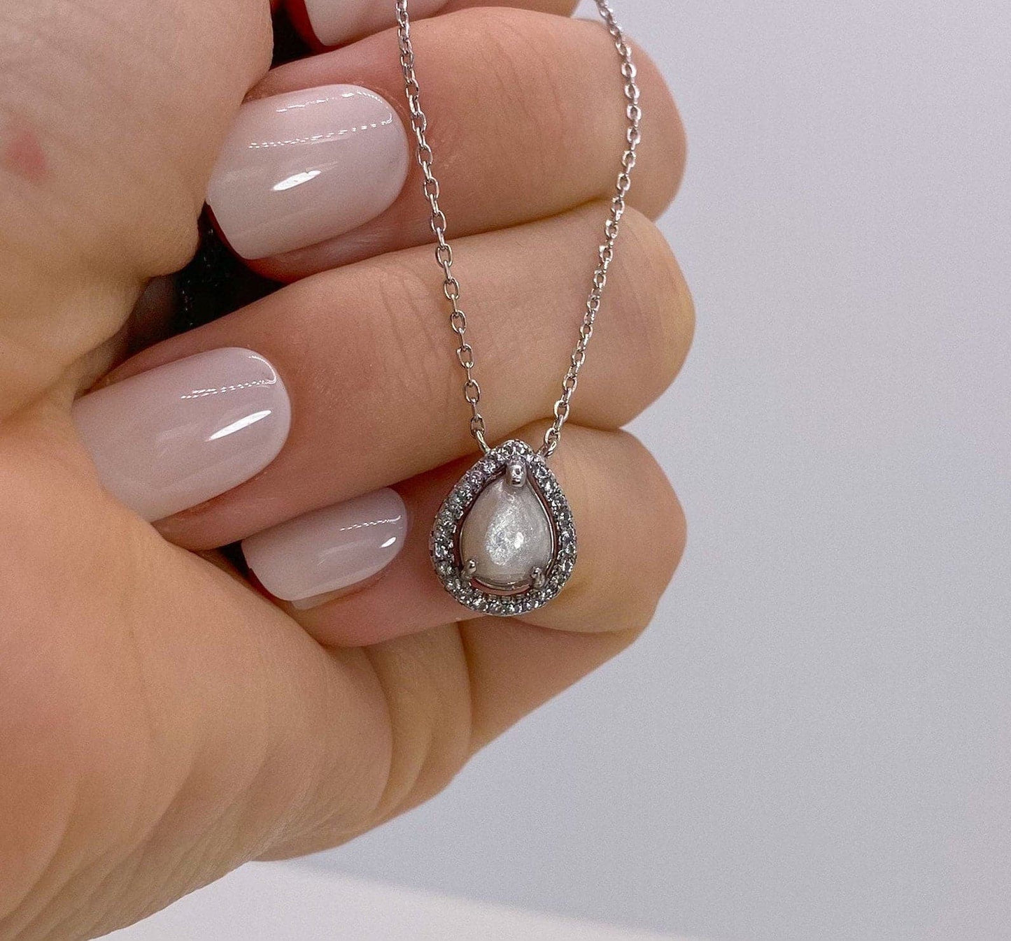 Teardrop Halo Gem Necklace