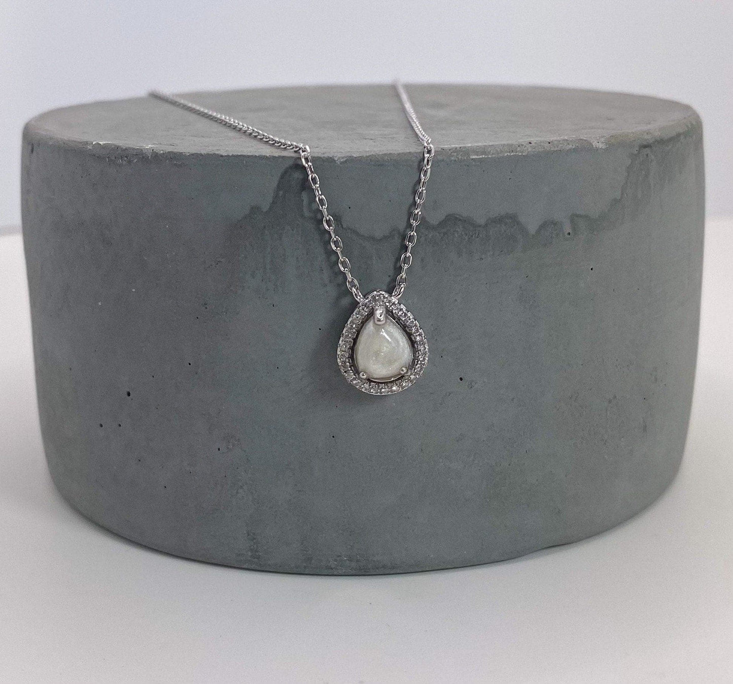 Teardrop Halo Gem Necklace