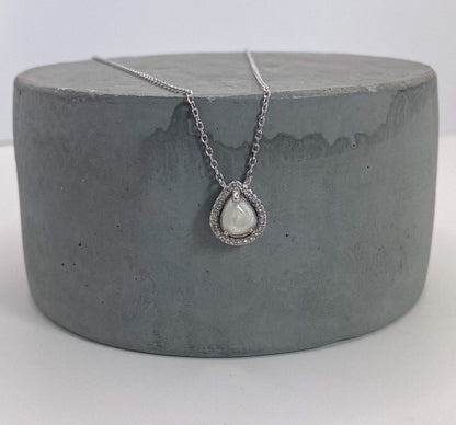 Teardrop Halo Gem Necklace