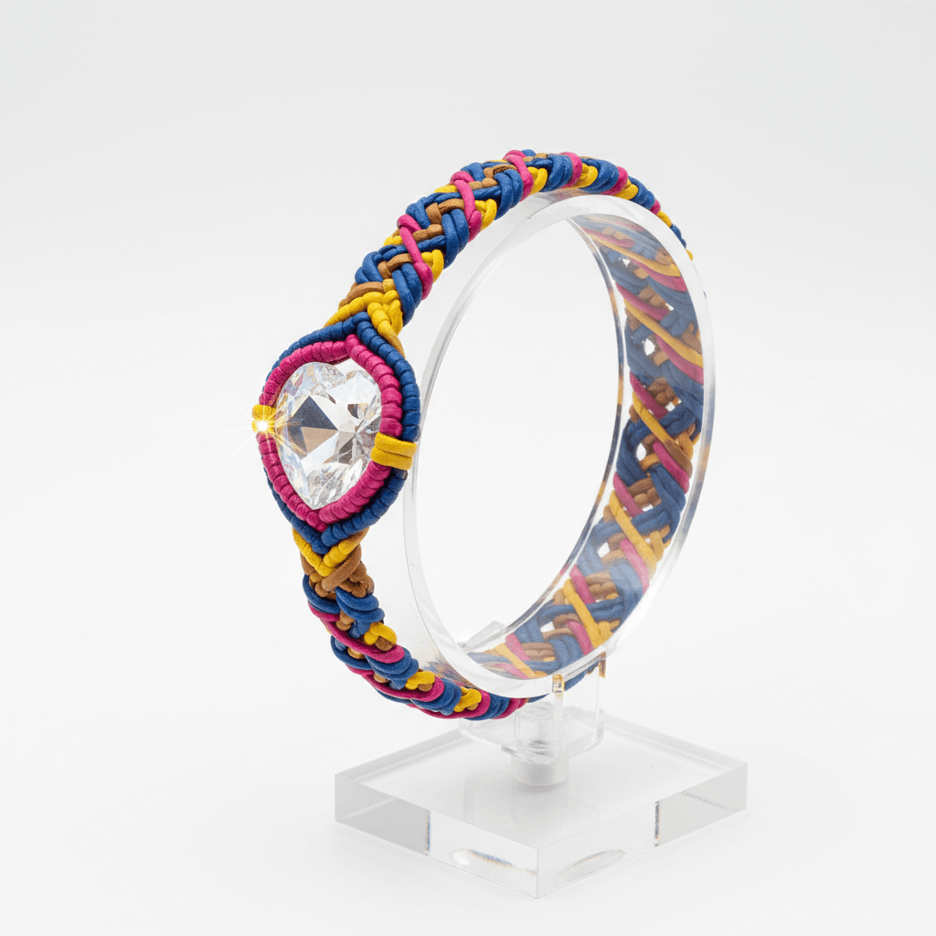 Macrame Tie-Dye Leather Crystal Bracelet