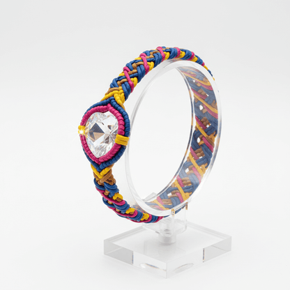 Macrame Tie-Dye Leather Crystal Bracelet
