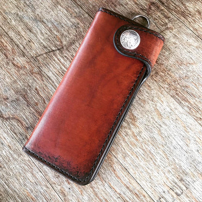 THE GALWAY TRUCKER: Vertical Snap Wallet - Indian Head Buffalo Nickel