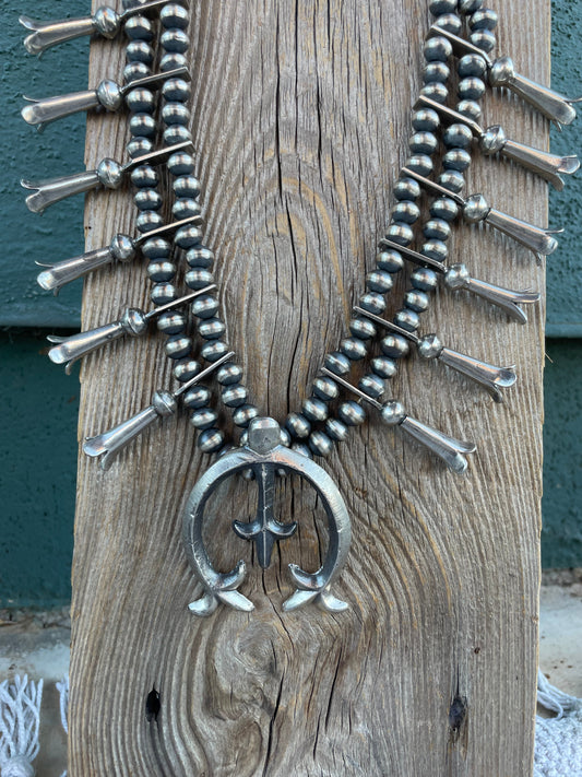 Handcrafted Sterling Silver Squash Blossom Necklace By Joseph Martinez
