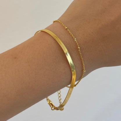Silver Flat Herringbone Snake Chain Bracelets
