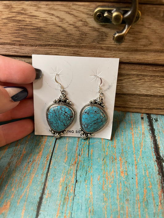Handcrafted Turquoise And Sterling Silver Dangle Earrings