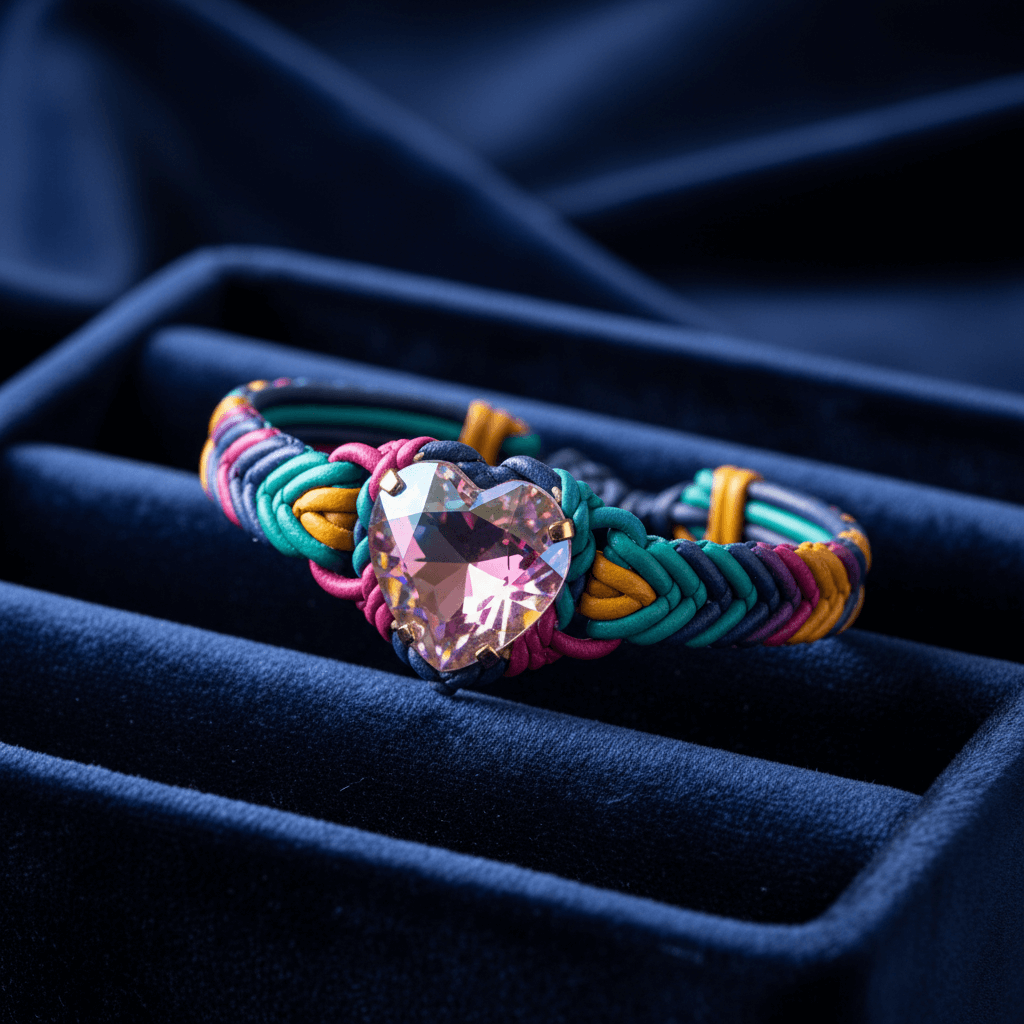 Macrame Tie-Dye Leather Crystal Bracelet