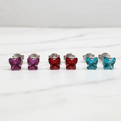 Handmade 5mm Spiral Butterfly Earring Studs