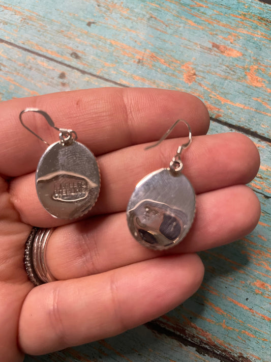 Handcrafted Sterling Silver & Rhodochrosite Stone Dangle Earrings