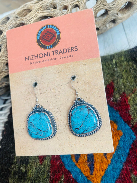Handcrafted Turquoise & Sterling Silver Dangle Earrings