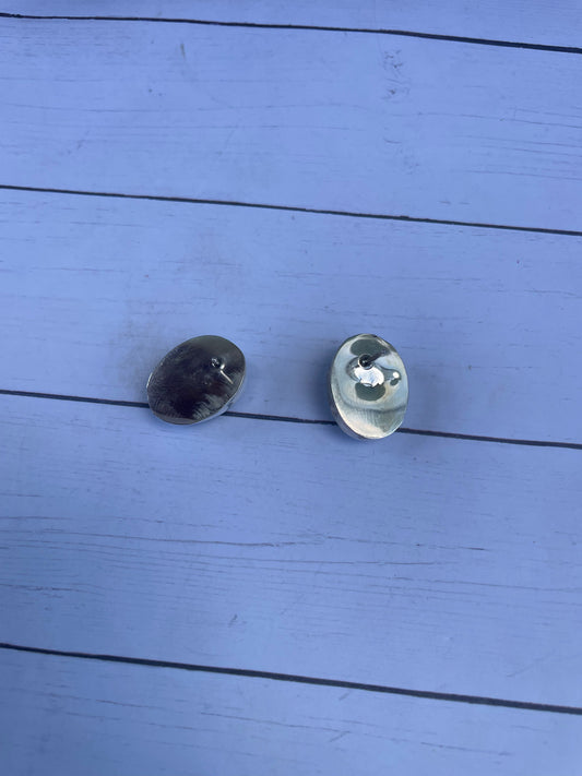 Handcrafted Turquoise And Sterling Silver Post Earrings
