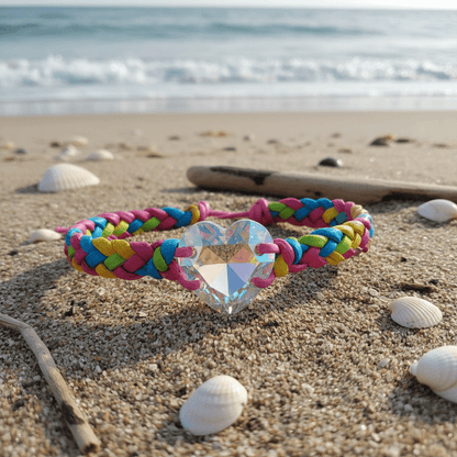 Macrame Tie-Dye Leather Crystal Bracelet