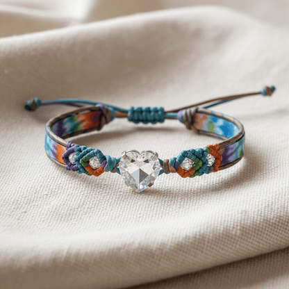 Macrame Tie-Dye Leather Crystal Bracelet