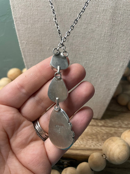 Handcrafted Sterling Silver And Sonoran Mountain Turquoise Lariat Necklace