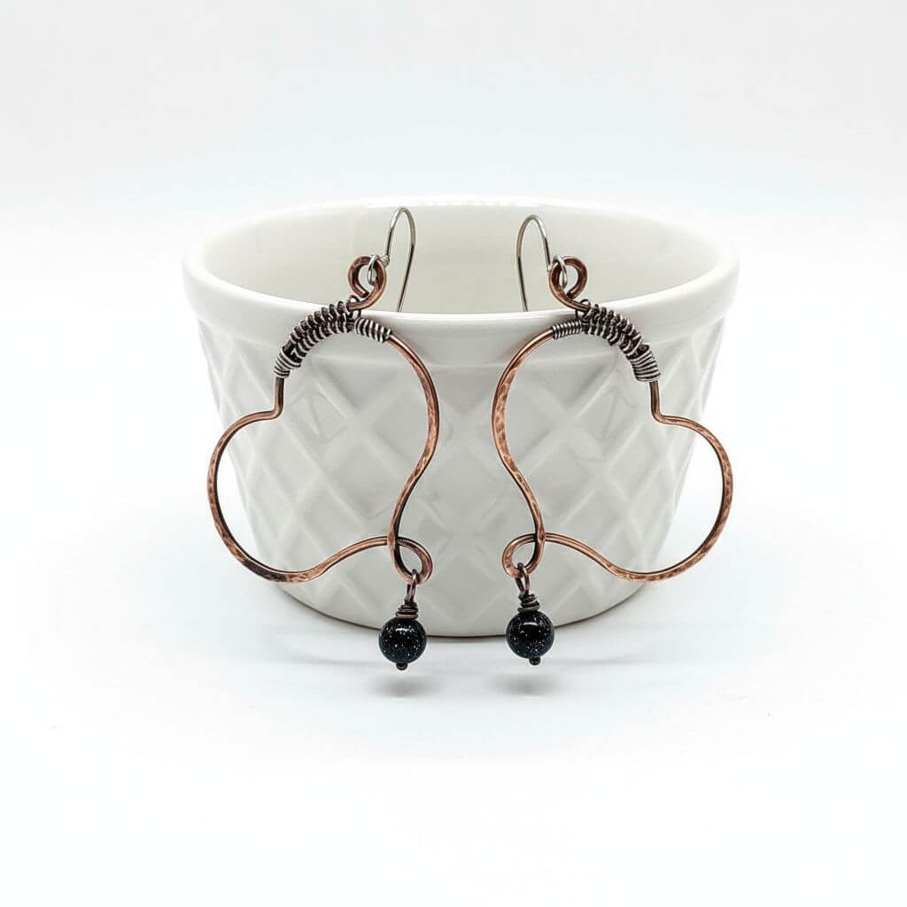 Sculpted Copper Butterfly Wing Abuse Survivor Earrings