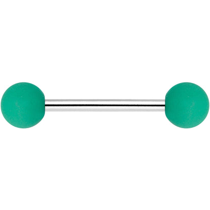 Green Silicone Coated Acrylic Ball End Barbell Tongue Ring