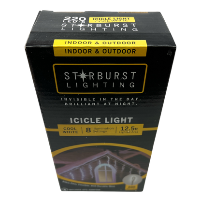 220-Light Starburst Cool White LED Icicle Light Set
