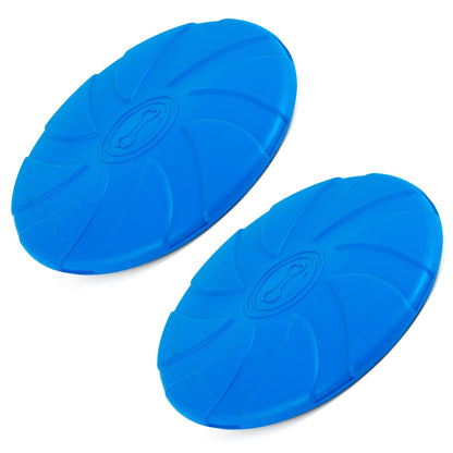 Jeffers Blue Bone Stamped Frisbee Natural Rubber 8 Inch Dog Toy for Fetching & Chewing