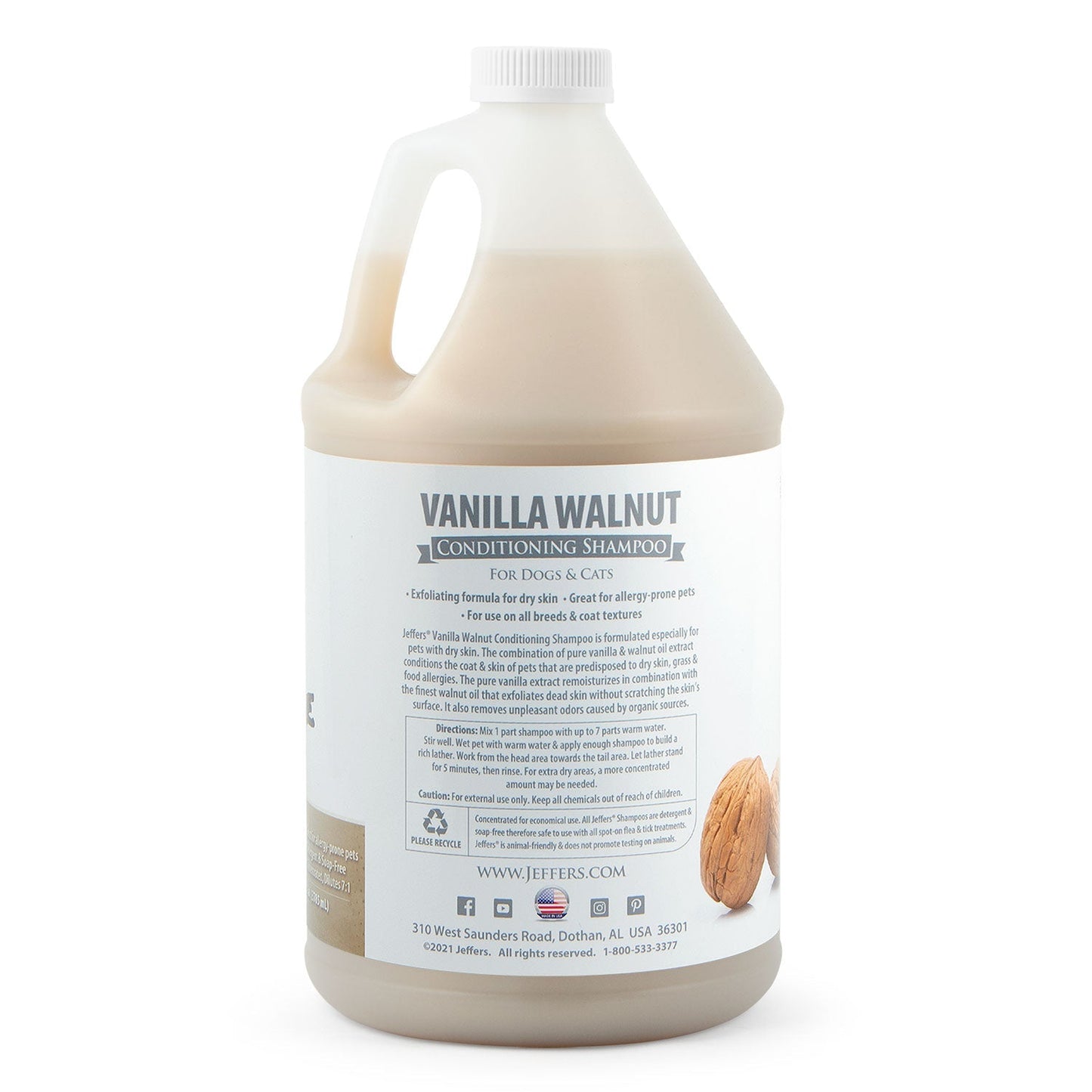 Jeffers Pet Vanilla Walnut Exfoliating Dog & Cat Conditioning Shampoo