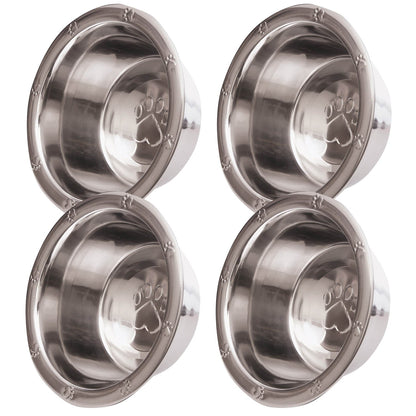 Jeffers Stainless Steel Embossed Wide-Lip Food & Water Pet Bowls