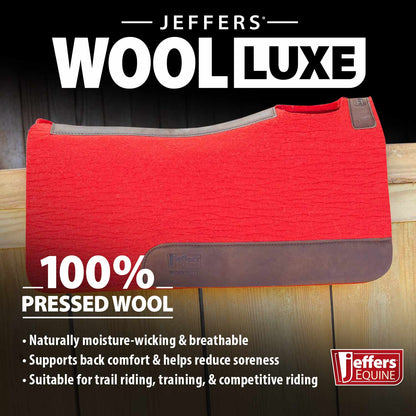 Jeffers WoolLuxe 100% Wool Equine Saddle Pad – Cushioned, Breathable, and Shock-Absorbing