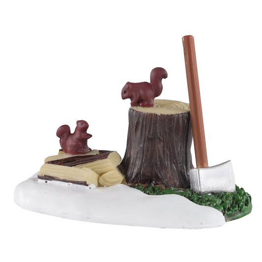 Axe, Tree stump and Squirrels (oh my)