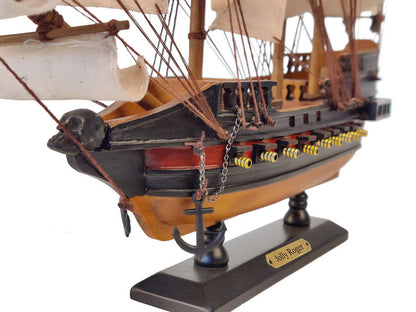 Wooden Captain Hook's Jolly Roger from Peter Pan White Sails Limited Model Pirate Ship 15""