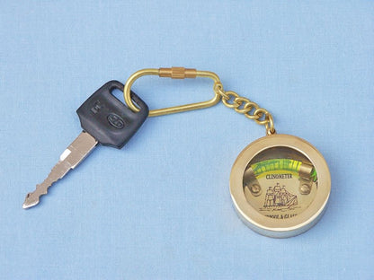Solid Brass Clinometer Level Key Chain 5""
