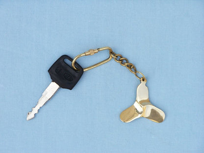Solid Brass Titanic Propeller Key Chain 5""