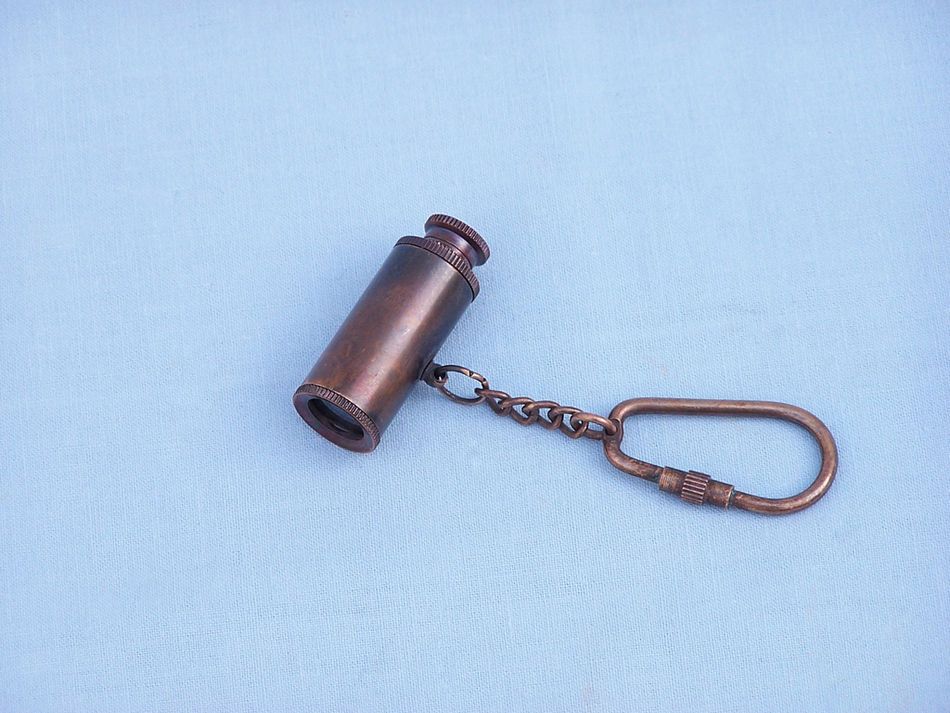 Antique Brass Telescope Key Chain 6""