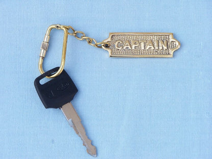 Solid Brass Captain's Sign Keyring 5""