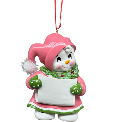 Snow Kid Ornament - Girl - Pink Hat
