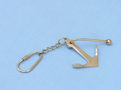 Solid Brass Admiralty Pattern Anchor w/Stock Key Chain 6""