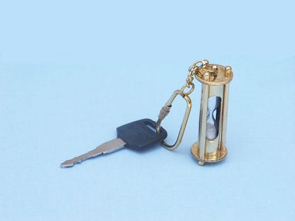 Solid Brass Hour Glass Key Chain 6""
