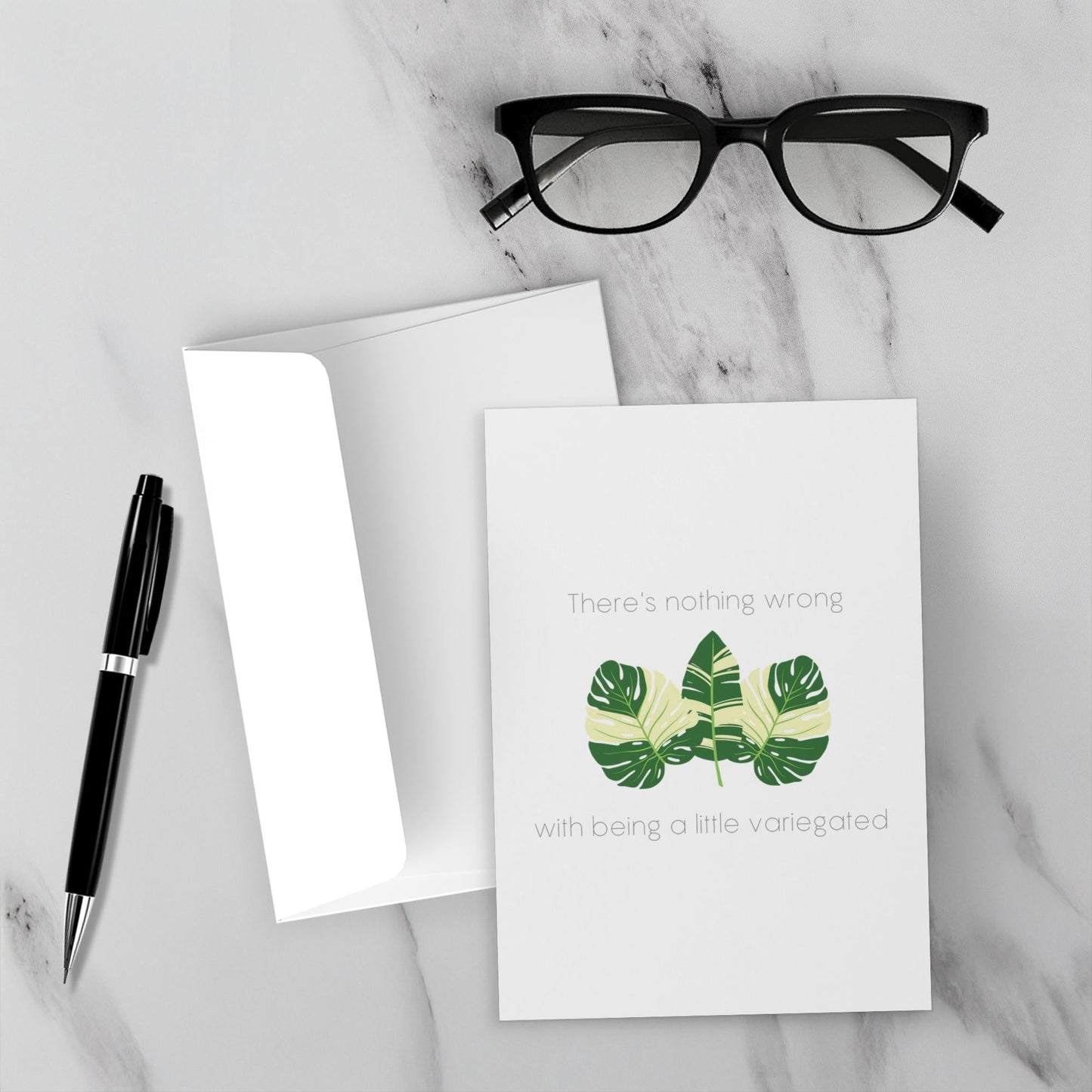 Variegated Leaf Greeting Card – Blank Inside With Envelope