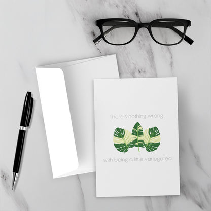 Variegated Leaf Greeting Card – Blank Inside With Envelope
