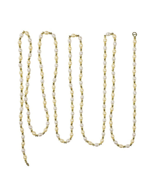 9 Foot Ivory and Gold Beaded Garland