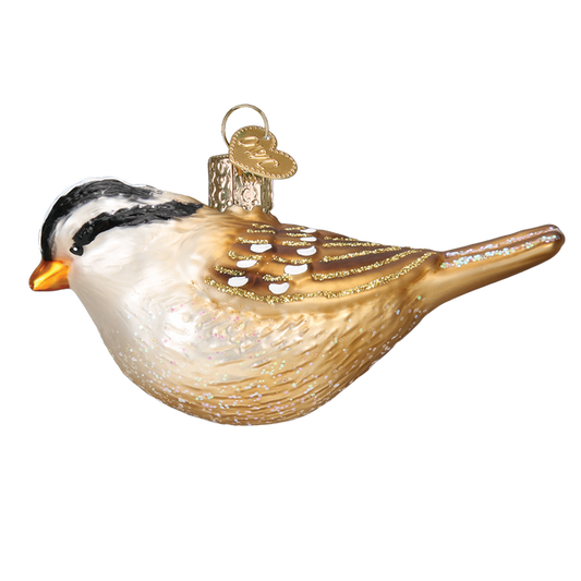 White Crowned Sparrow  Glass Ornament