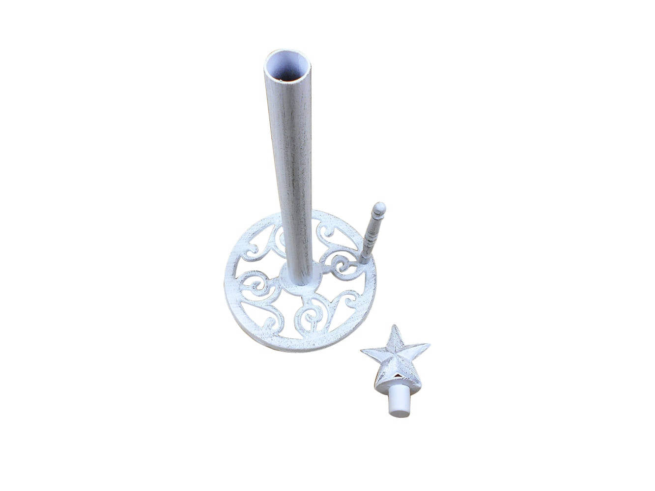 Whitewashed Cast Iron Texas Star Kitchen Paper Towel Holder 16""