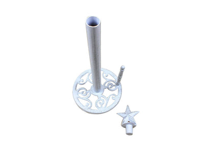 Whitewashed Cast Iron Texas Star Kitchen Paper Towel Holder 16""