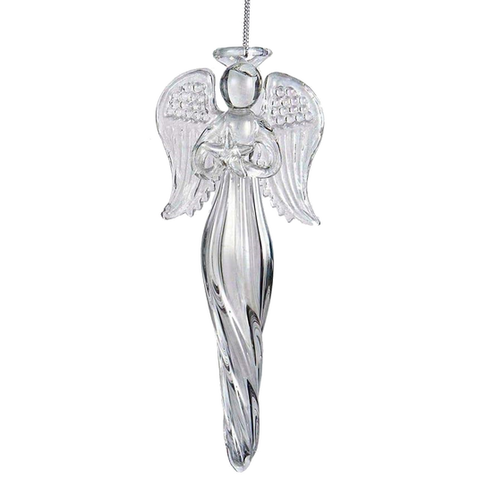 Angel Finial Glass Ornament - Holding a Star
