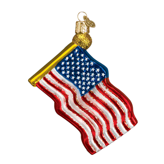 Old World Christmas Star-Spangled Banner Glass Blown Ornament