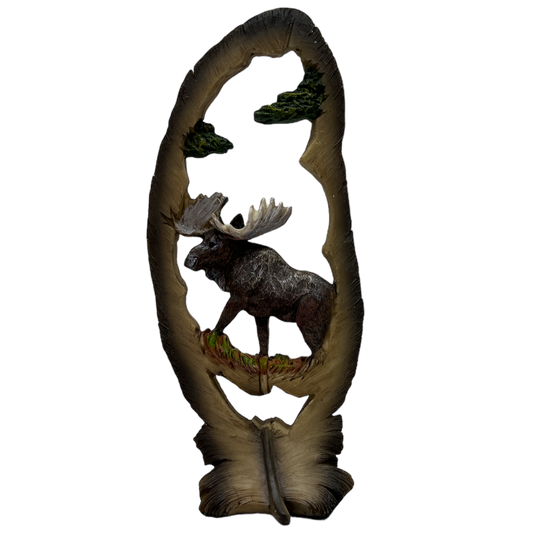 Moose In Feather Figurine