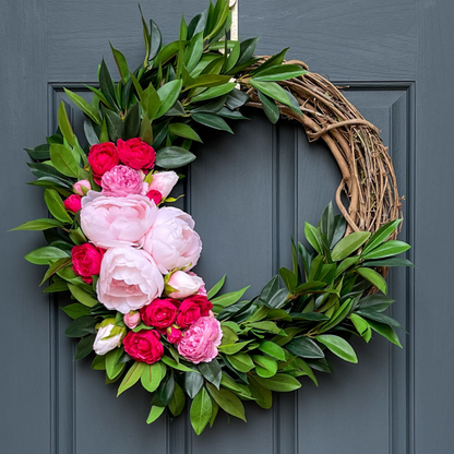 Pink Peony and Ranunculus Spring Wreath