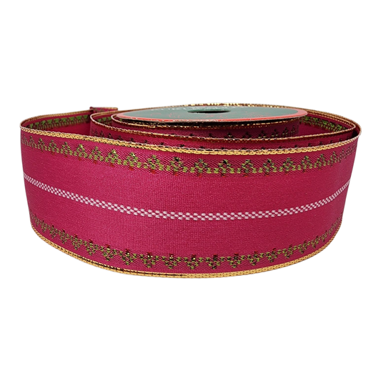 Pink With Gold Edge Ribbon - 1.5" x 10 Yards