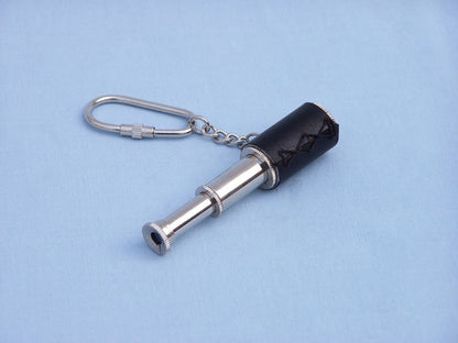 Chrome Spyglass with Leather Keychain 6""
