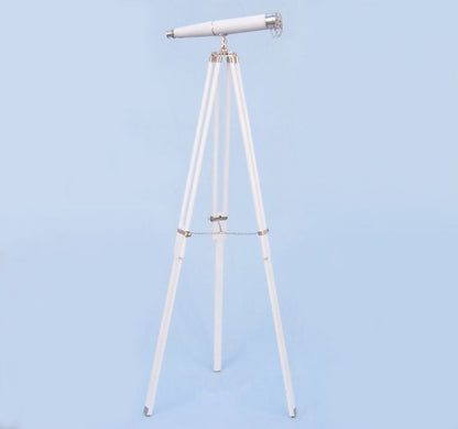 Hampton Collection Chrome with White Leather Binoculars 62""
