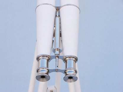 Hampton Collection Chrome with White Leather Binoculars 62""
