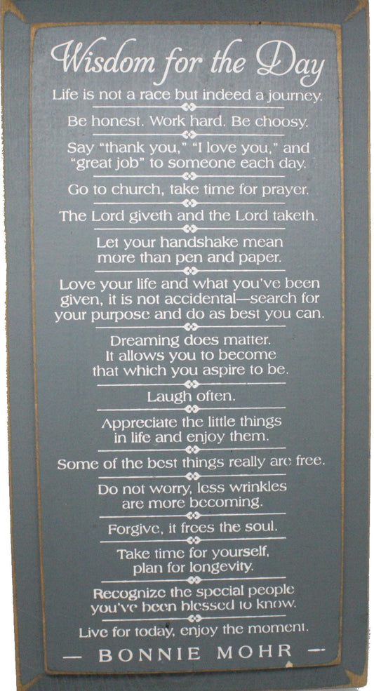 Wisdom for the Day Sign - Pewter