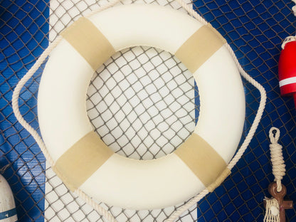 Classic White Decorative Lifering 2(L)"" with Tan Bands