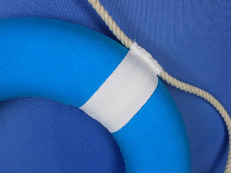 Vibrant Light Blue Decorative Lifering with White Bands 15""